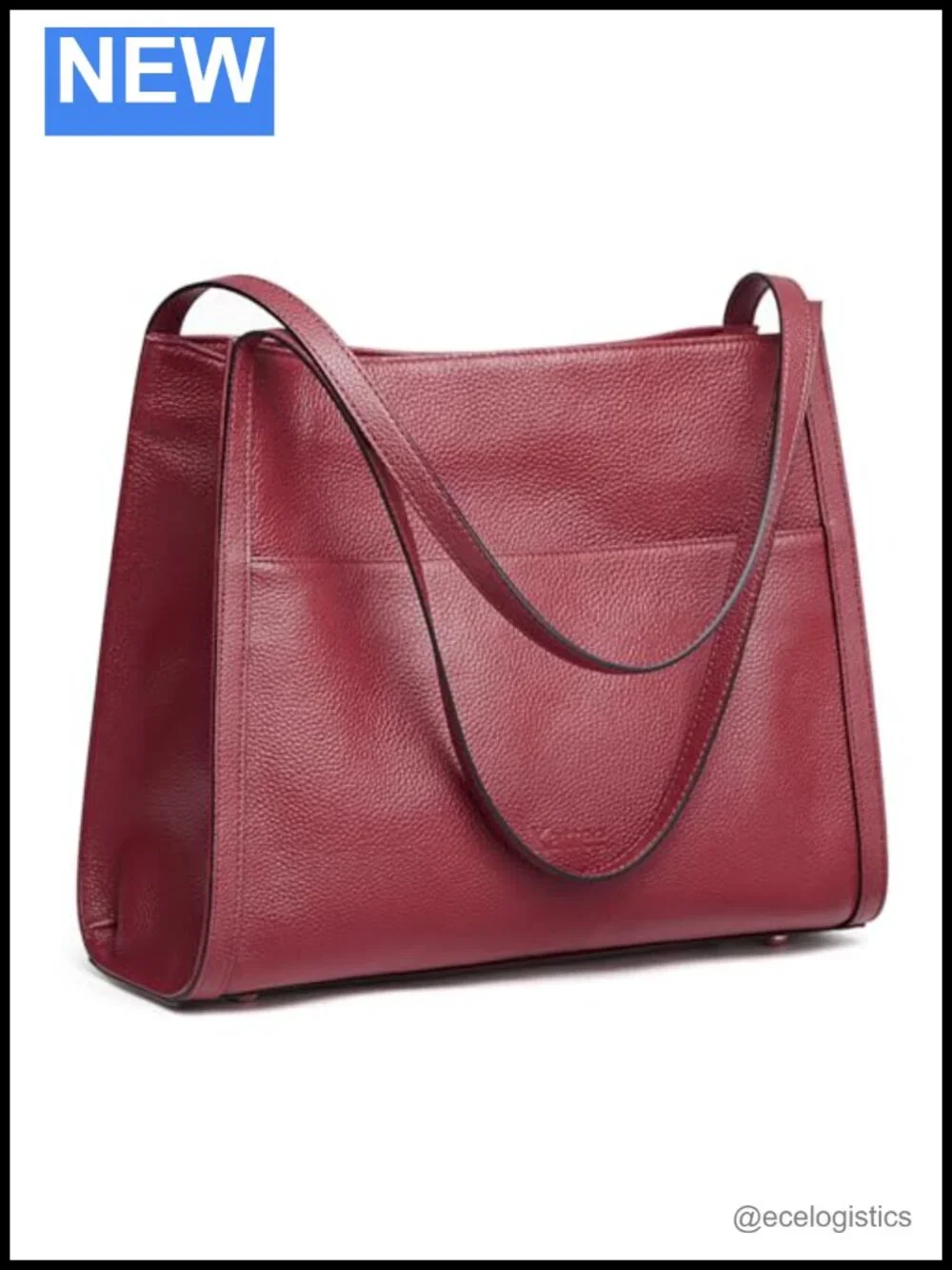 Genuine Leather Tote Bag Lightweight Zipper Closure Shoulder Bag Purse Work